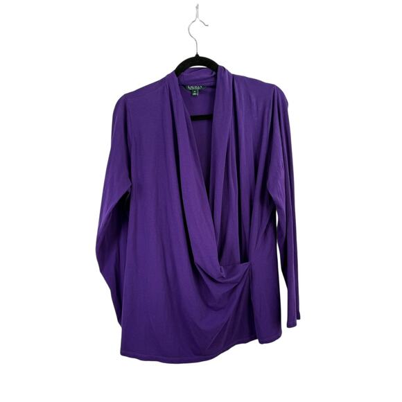 Lauren Ralph Lauren Tops - Lauren Ralph Lauren Purple Faux Wrap Blouse Office Stretch Womens Plus Size 2x